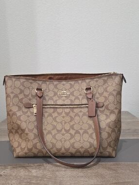 Coach Brown Signature Tote with Gold Hardware